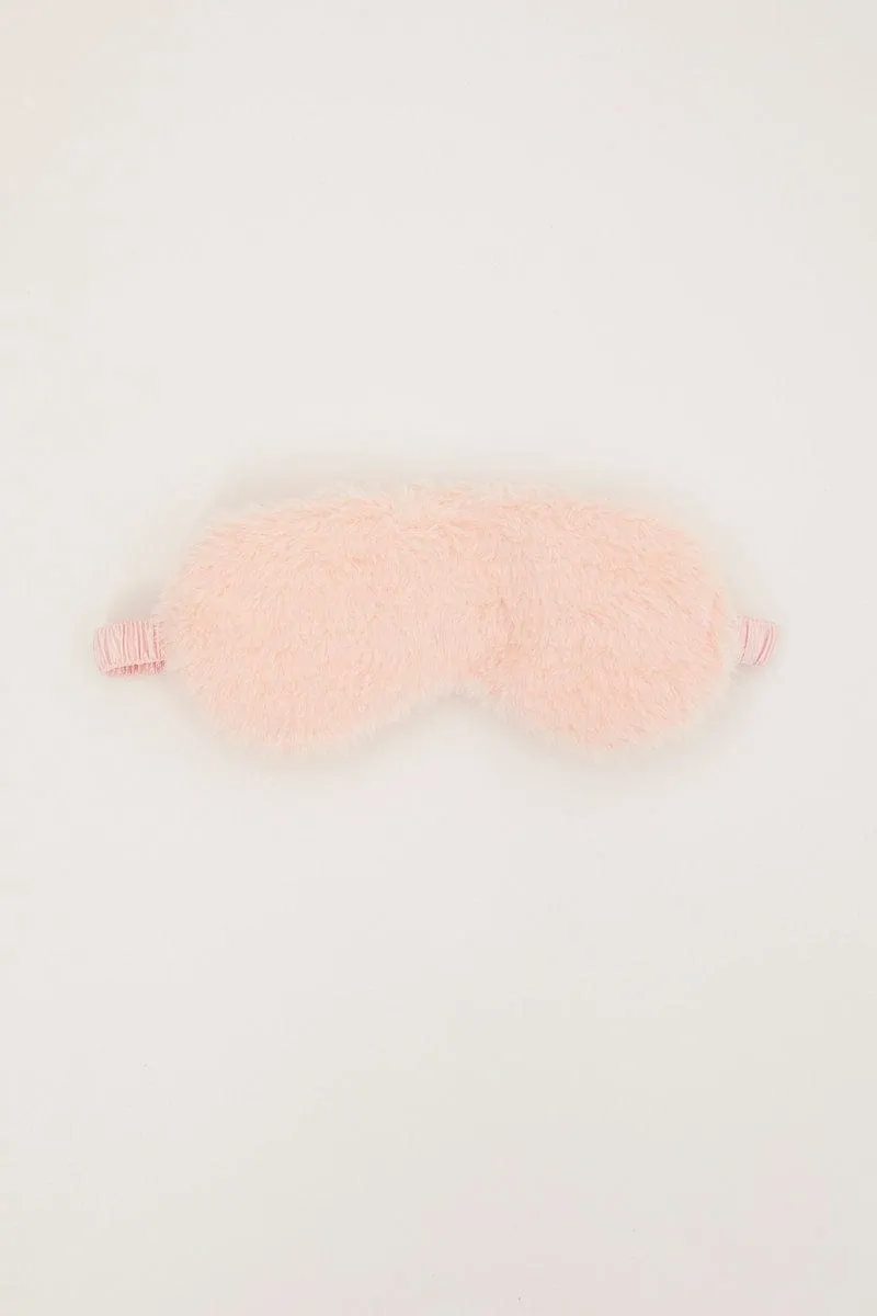 Pink Faux Fur Travel Eye Cover