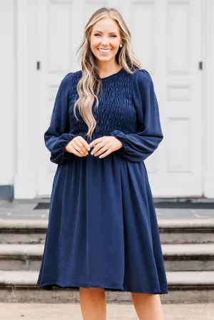 Polished Pearl Dress, Navy