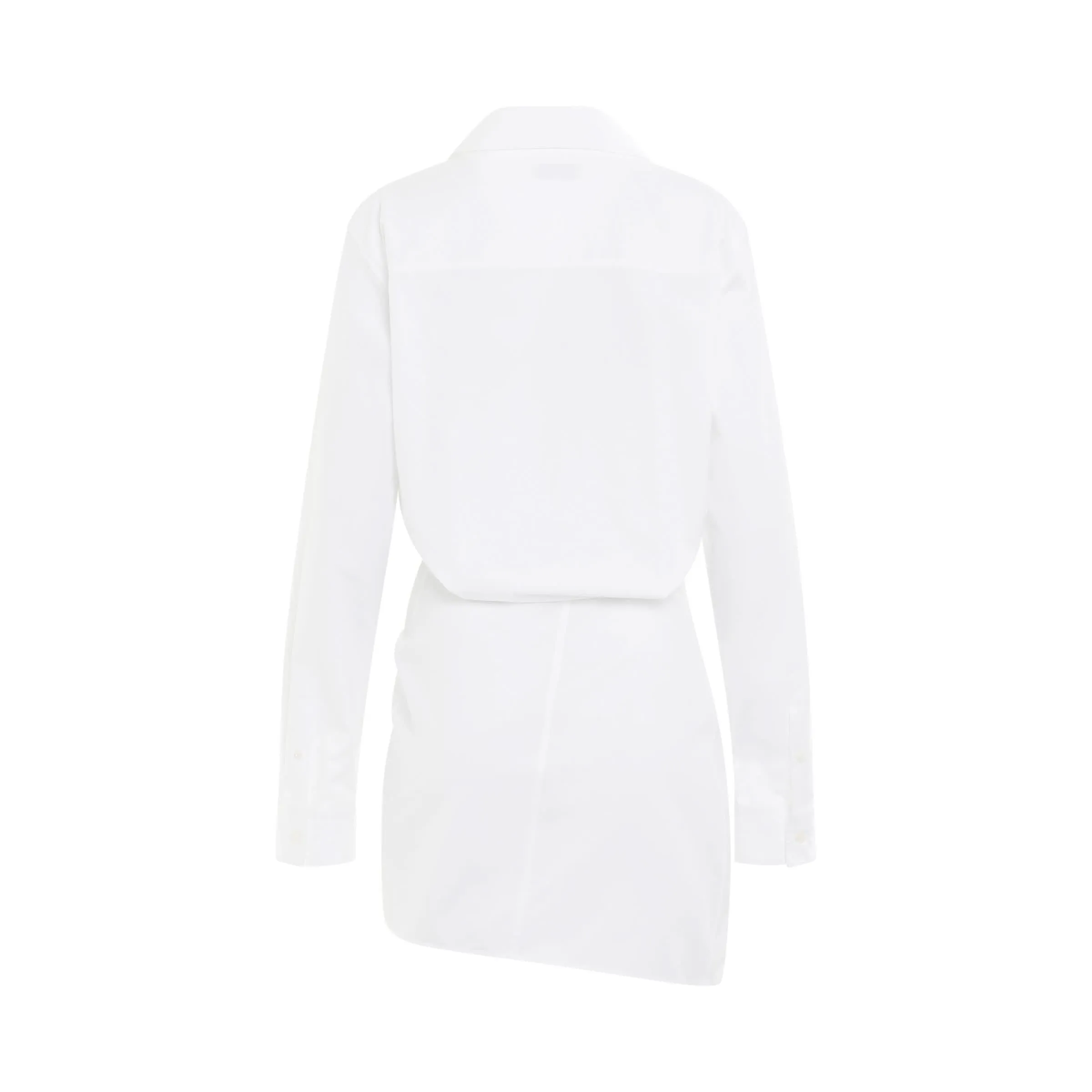 Poplin Twist Shirt Dress in White