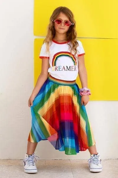 Rainbow Twirl Midi Skirt