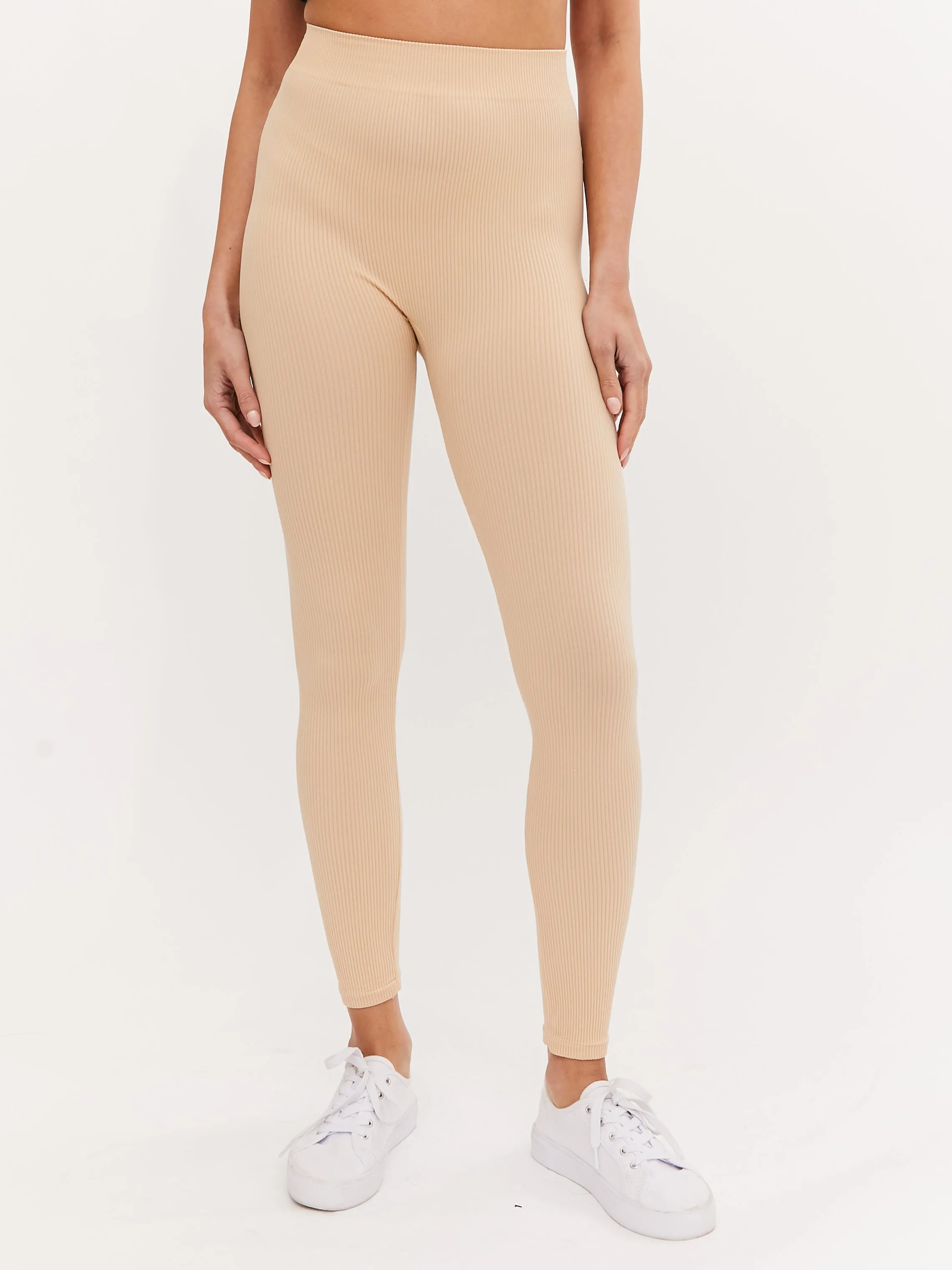 Ribbed Seamless Leggings / Camel