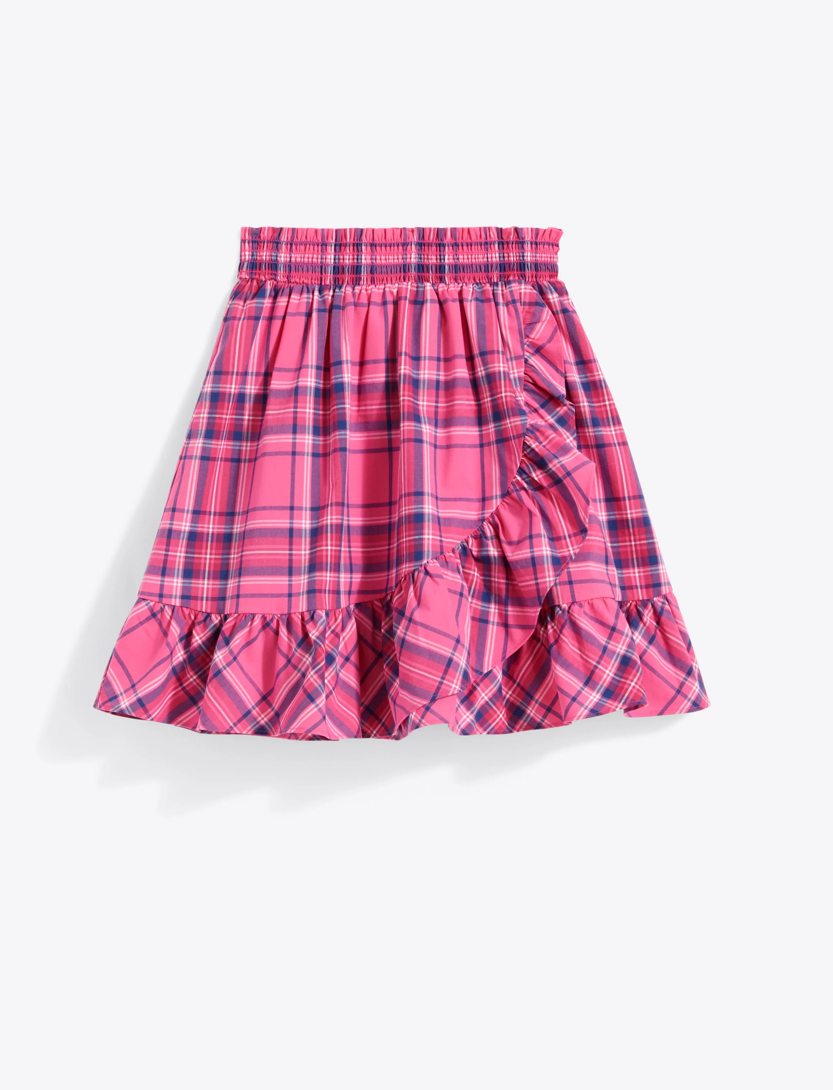 Ruffle Wrap Skirt in Pink Angie Plaid