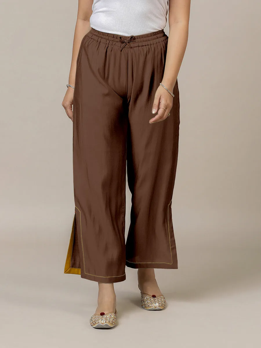 Saba x Rozaana | Walnut Brown Cotton Silk Pants