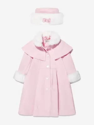 Sarah Louise Girls Coat And Hat Set in Pink