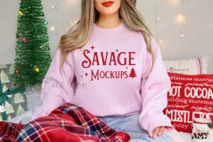 Savage Mockups Crew Neck Christmas Hoodie - Stylish and Comfy Party Wear