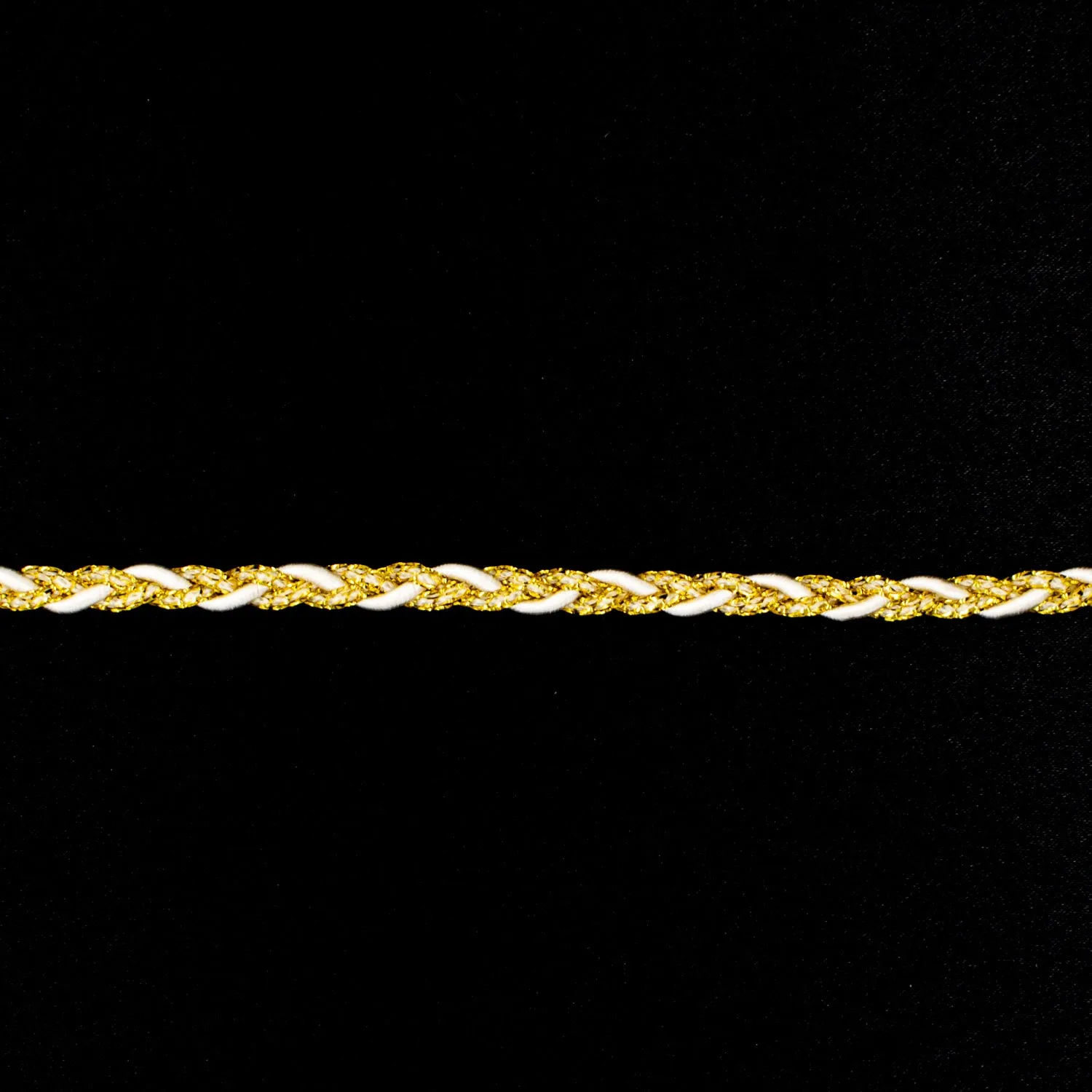 Simplicity White/Gold Metallic Parachute Braid- 4.8mm