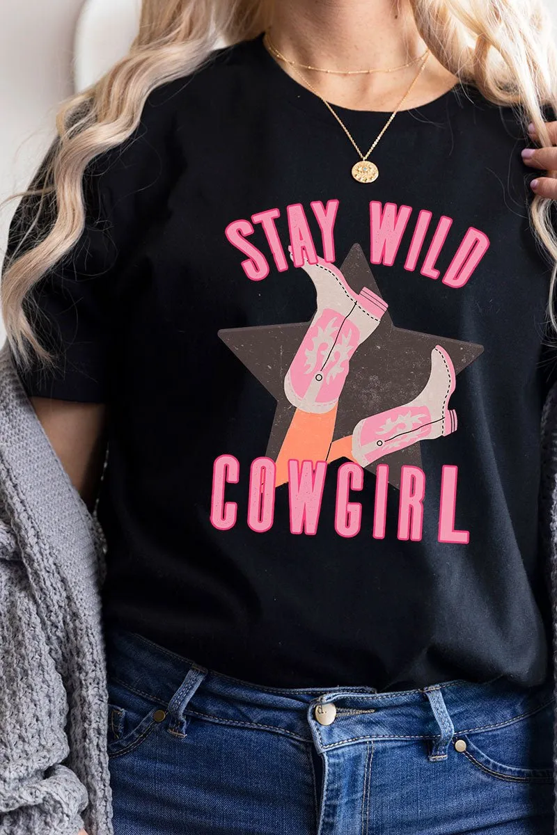 Stay Wild Cowgirl Short Sleeve Relaxed Fit T-Shirt