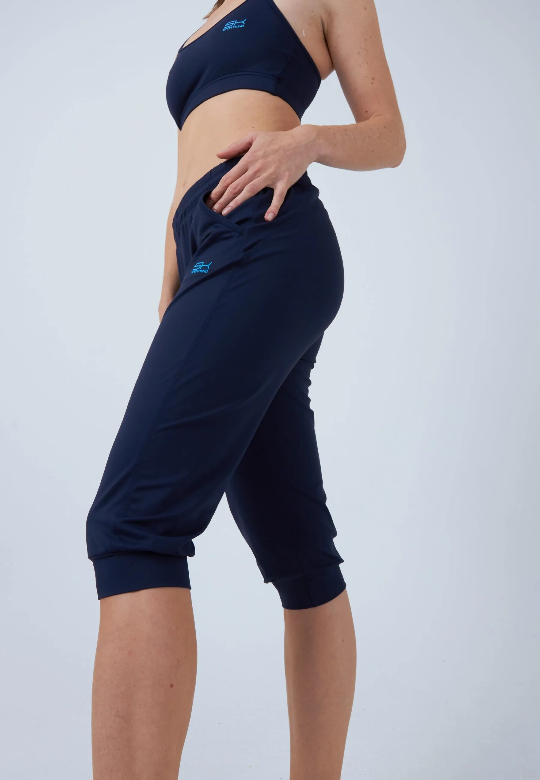 Tennis Capri Pants with pockets, navy blue