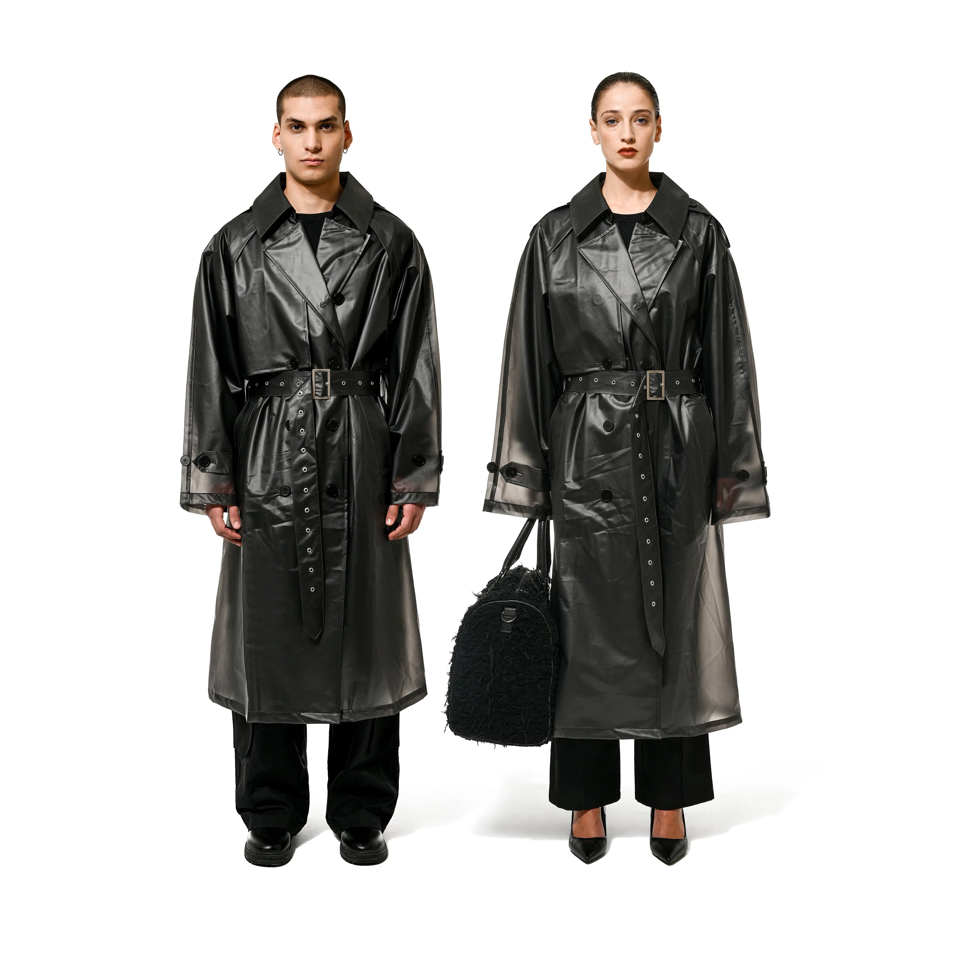 TRANSPARENT TRENCH - BLACK