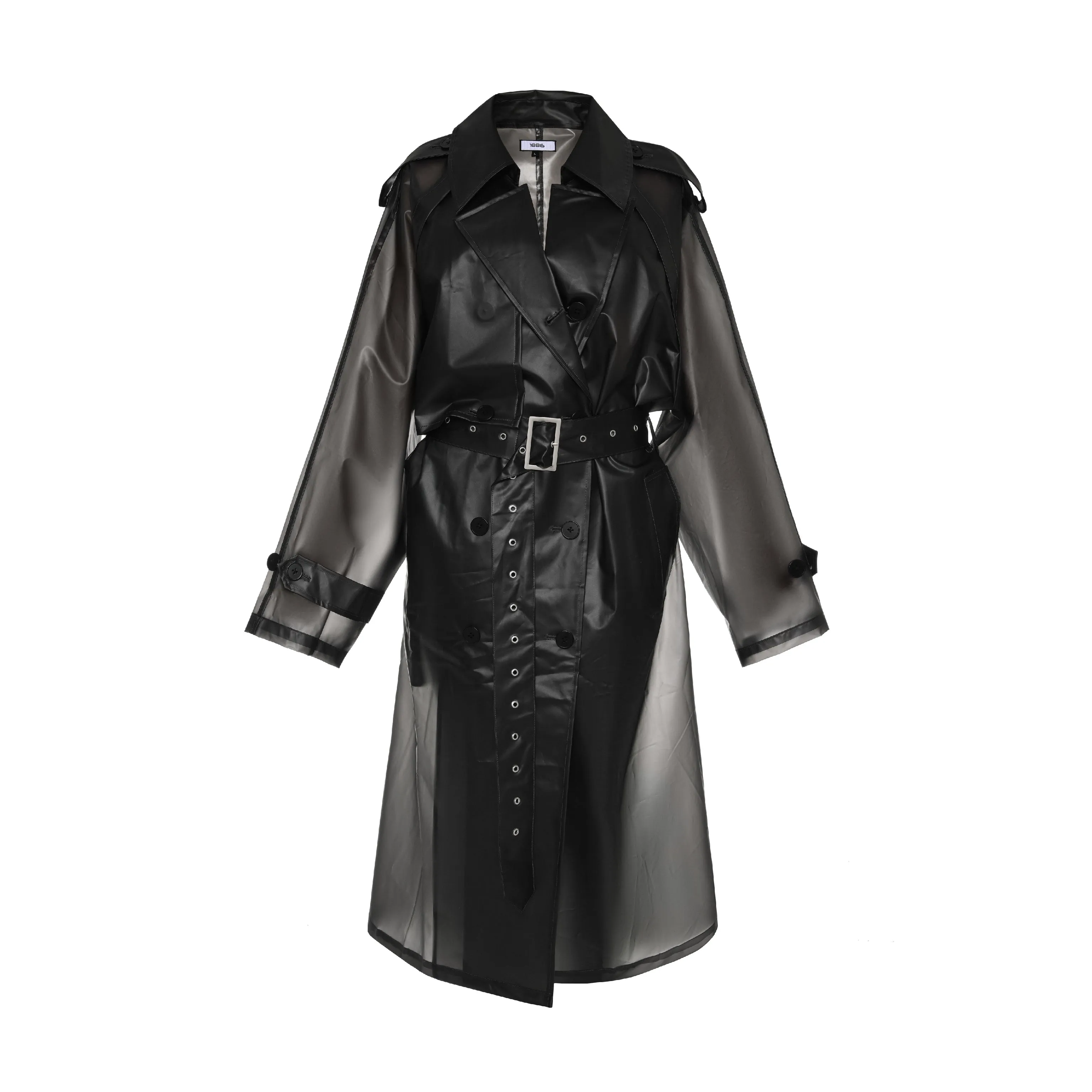 TRANSPARENT TRENCH - BLACK