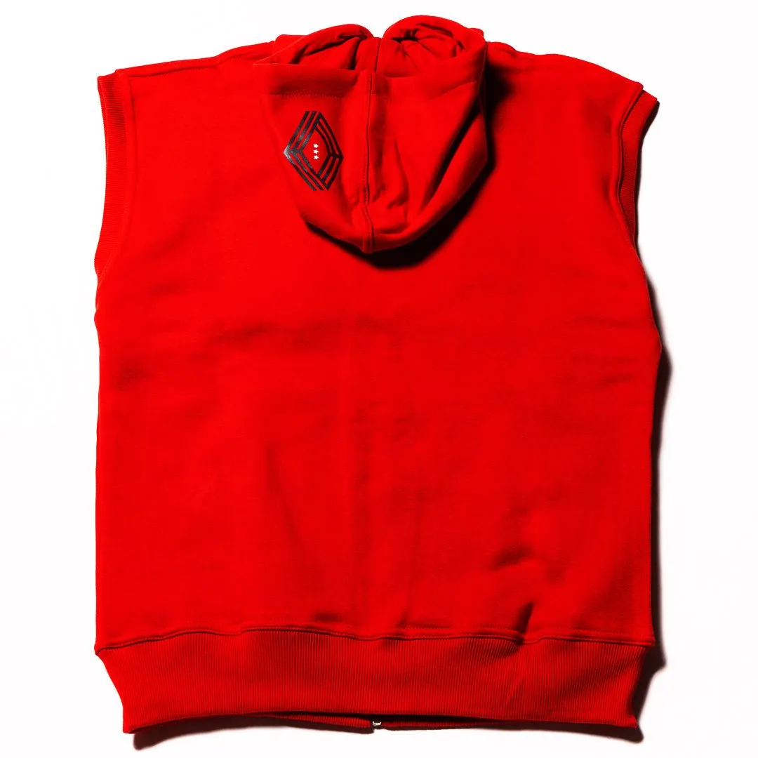 Union Boxing Sleeveless Zipped Hoodie - Red