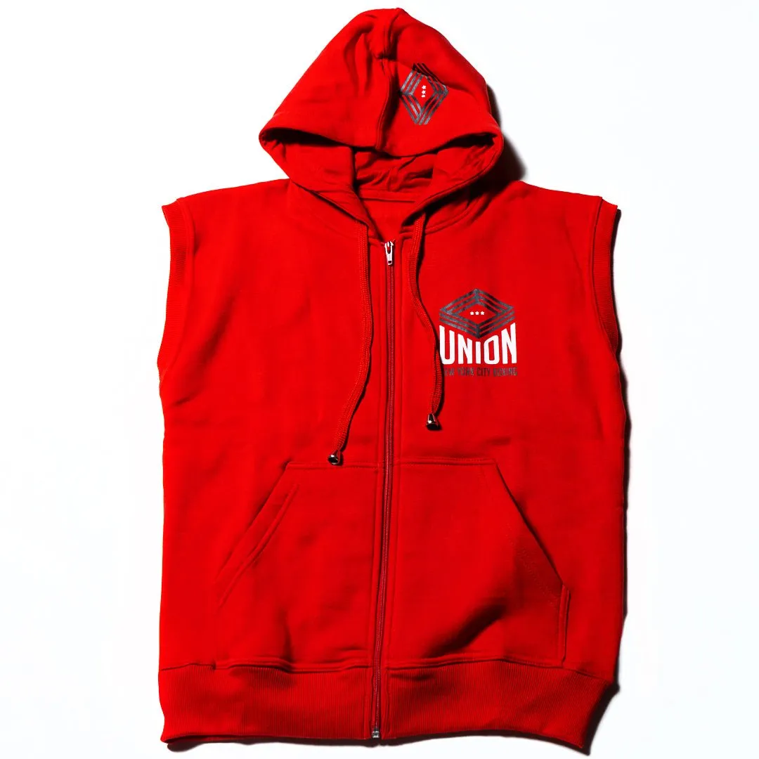 Union Boxing Sleeveless Zipped Hoodie - Red