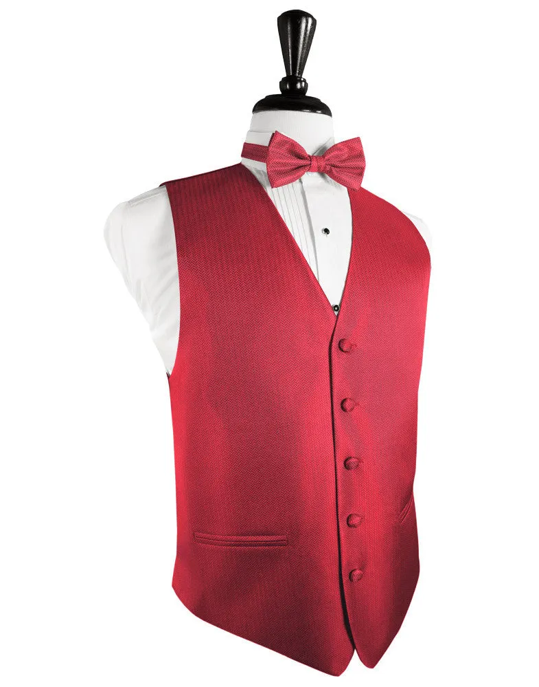 Watermelon Herringbone Tuxedo Vest