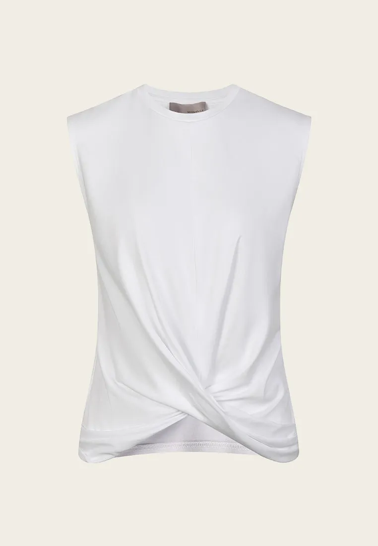 White Twist Bottom Sleeveless Top