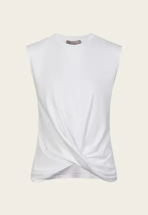 White Twist Bottom Sleeveless Top