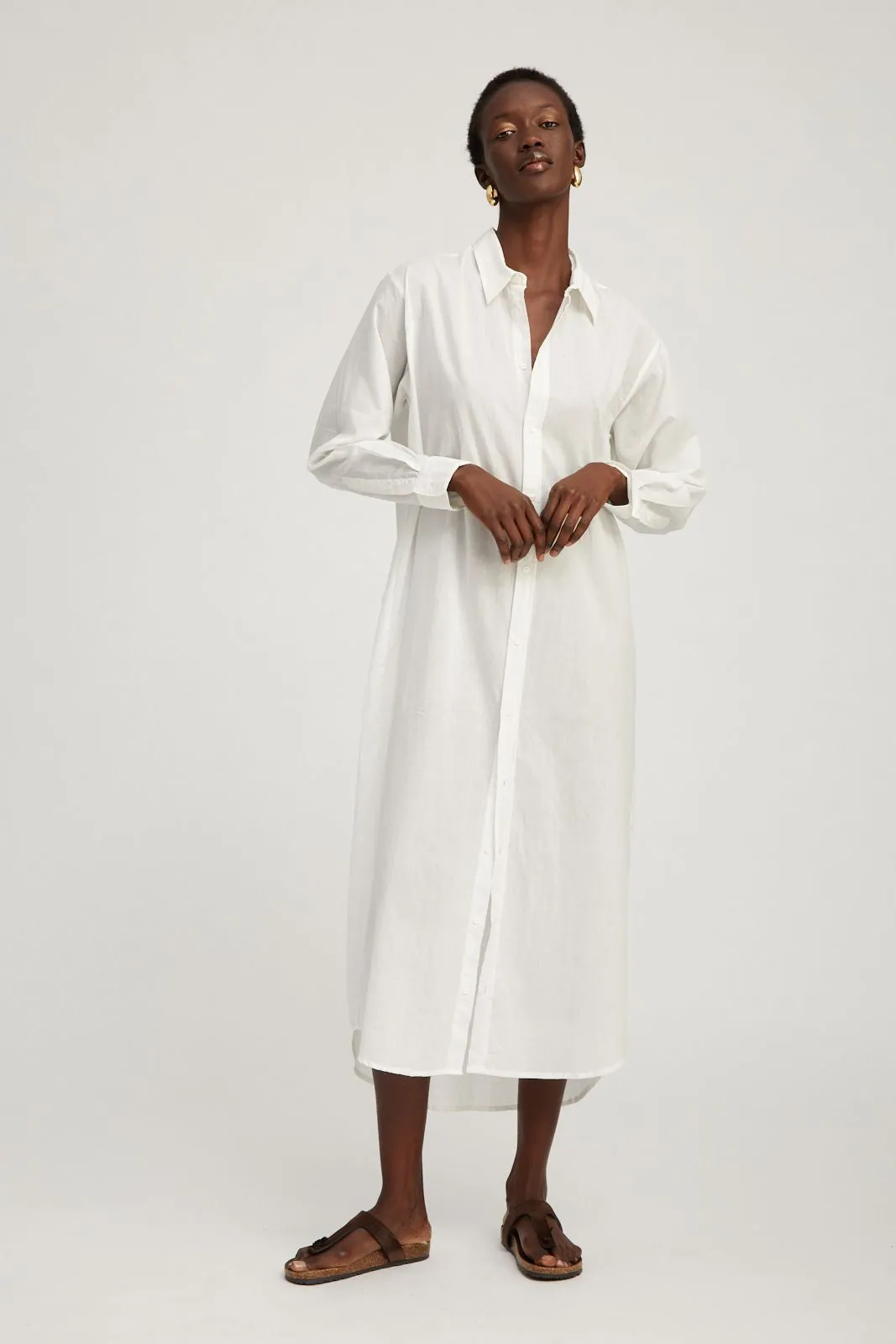 White Voile Tunic Maxi Dress