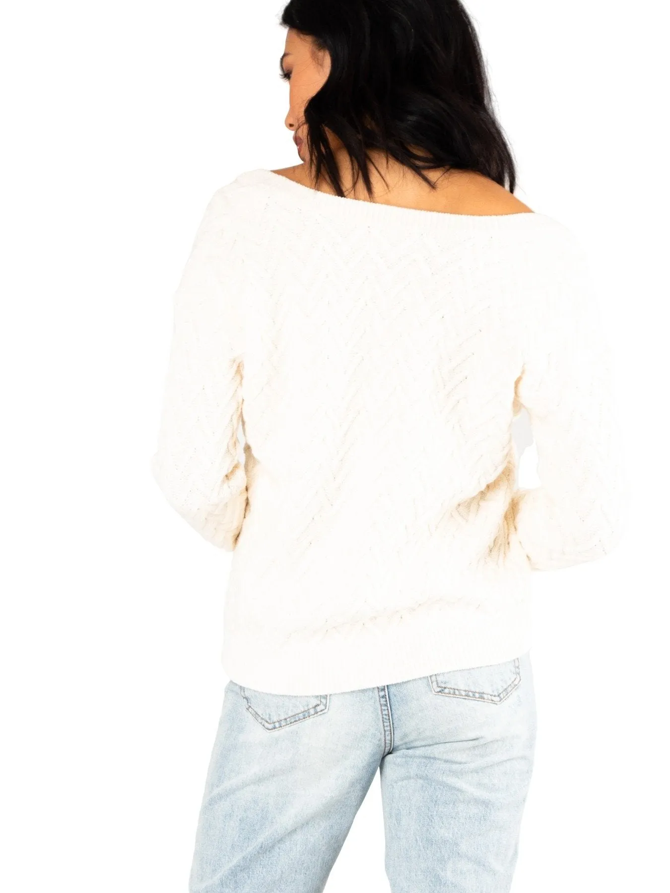 Ziggy Vee Neck Reversible Knit - Vintage Cream