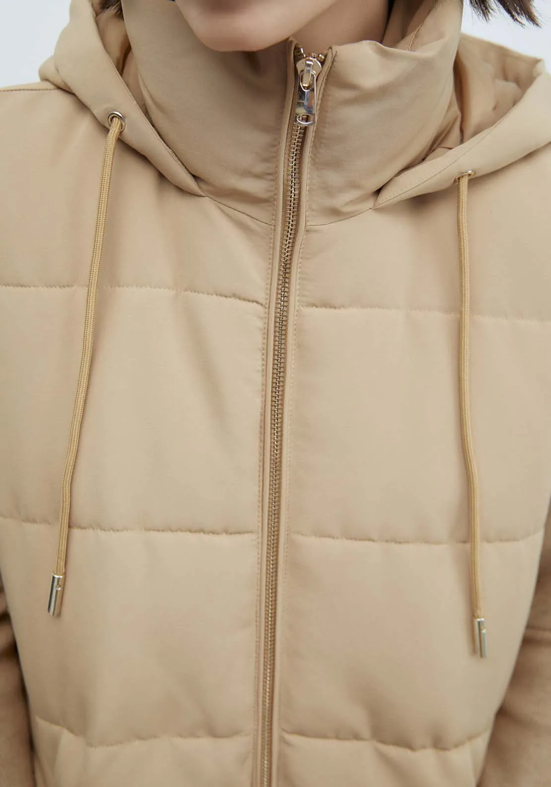 Zip Long Gilet - Camel